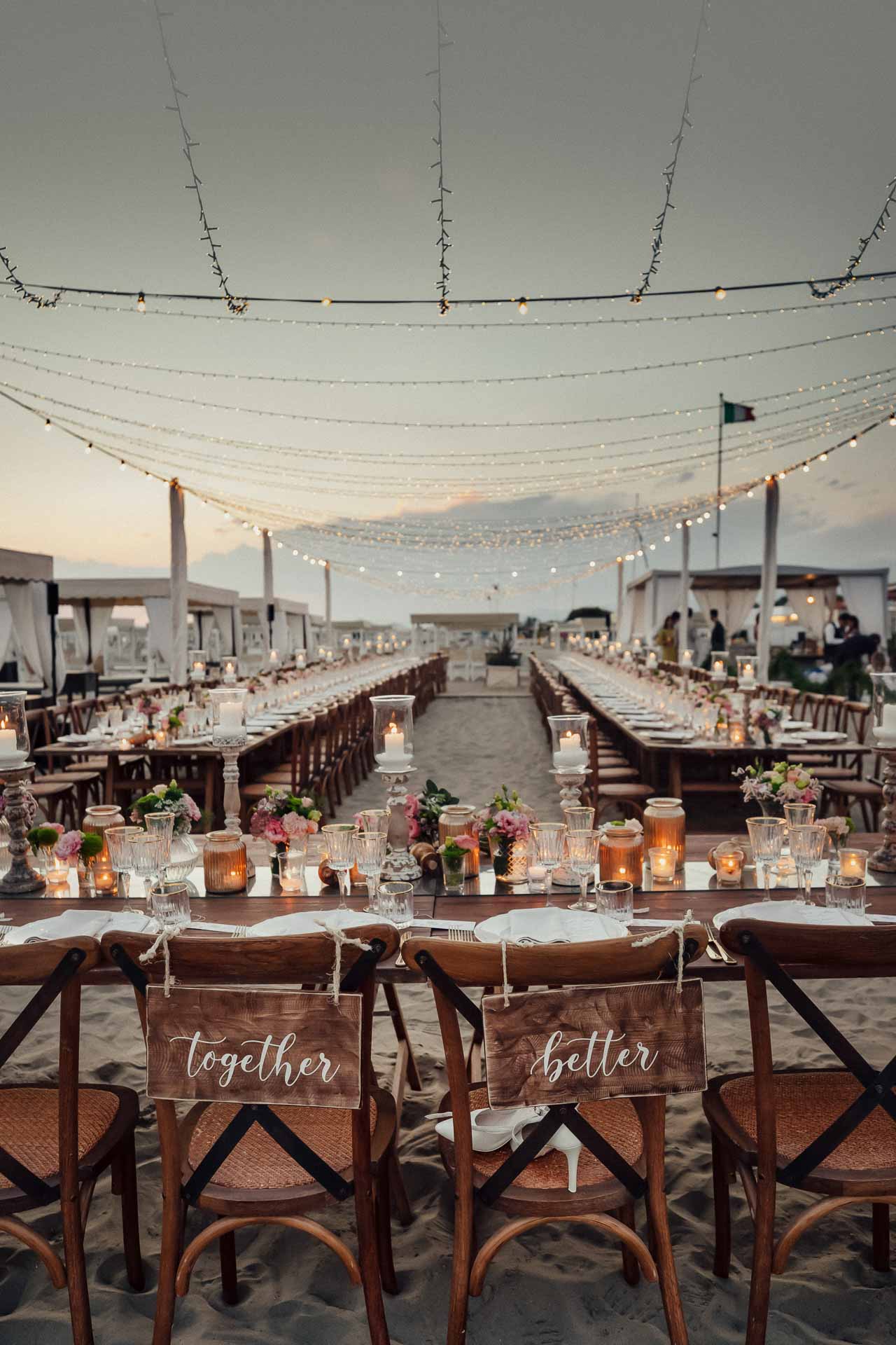 cena all'aperto matrimonio franco mare